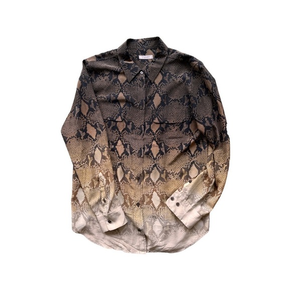 Equipment Black and Cream Snake Print Shirt - Picture 4 of 8